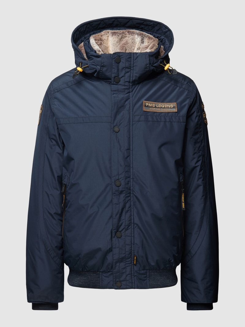 Bomberjacke mit Kunstfell Modell 'ICE STRIPER' in marineblau