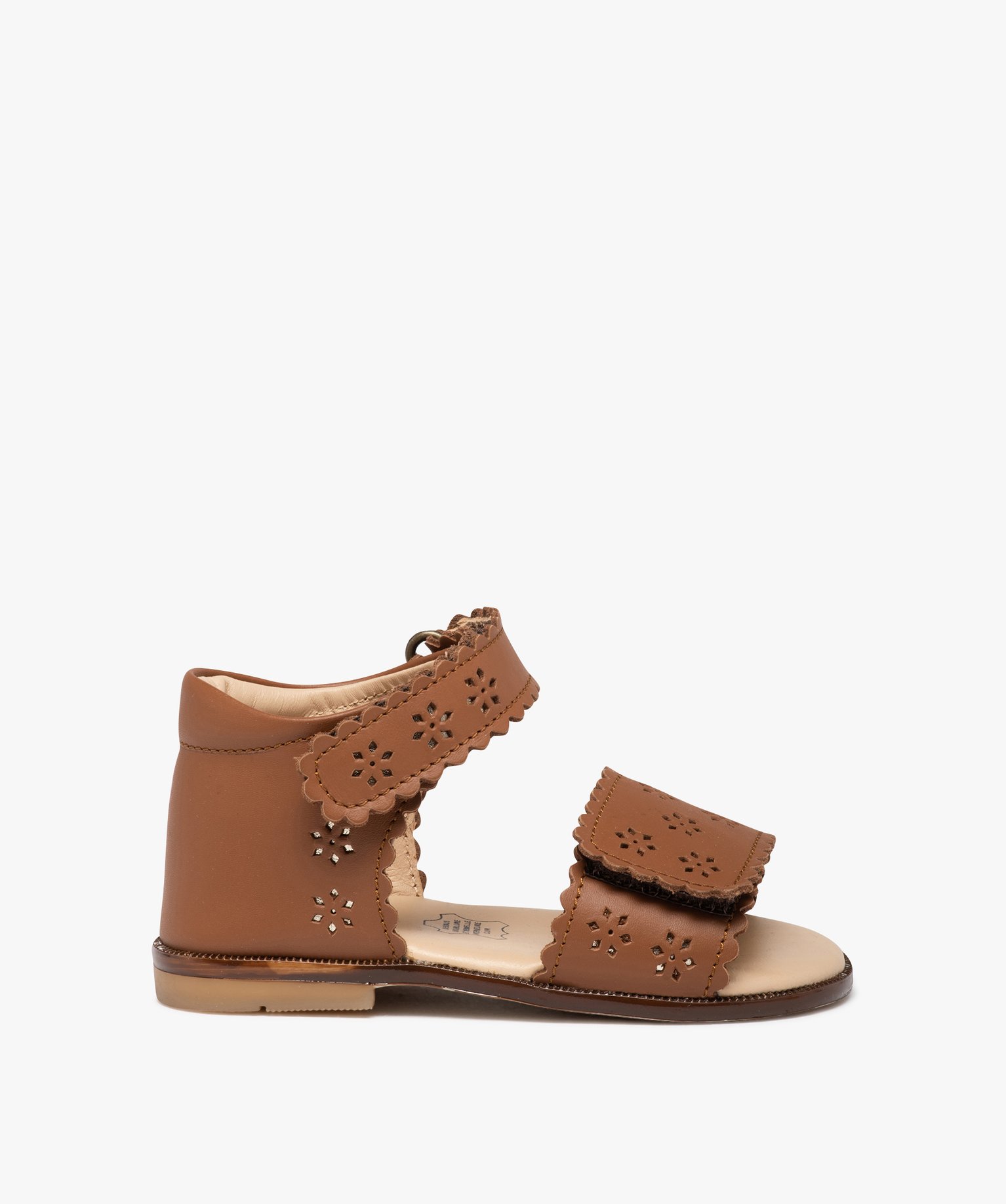 Sandales bébé fille en cuir à brides scratch ajourées – NA!
