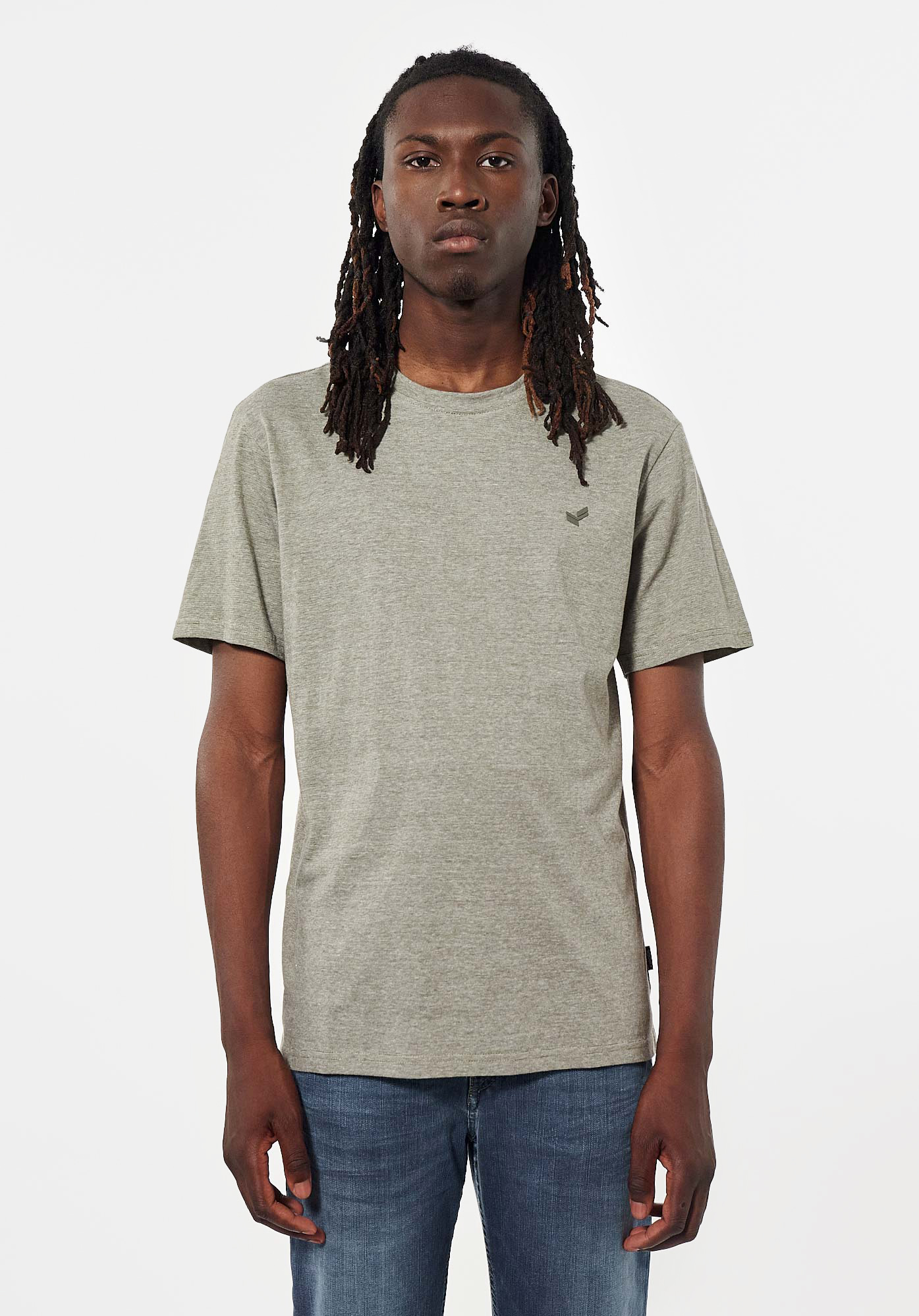 PAVEL  T-shirt kaki chiné Homme en 100% coton bio
