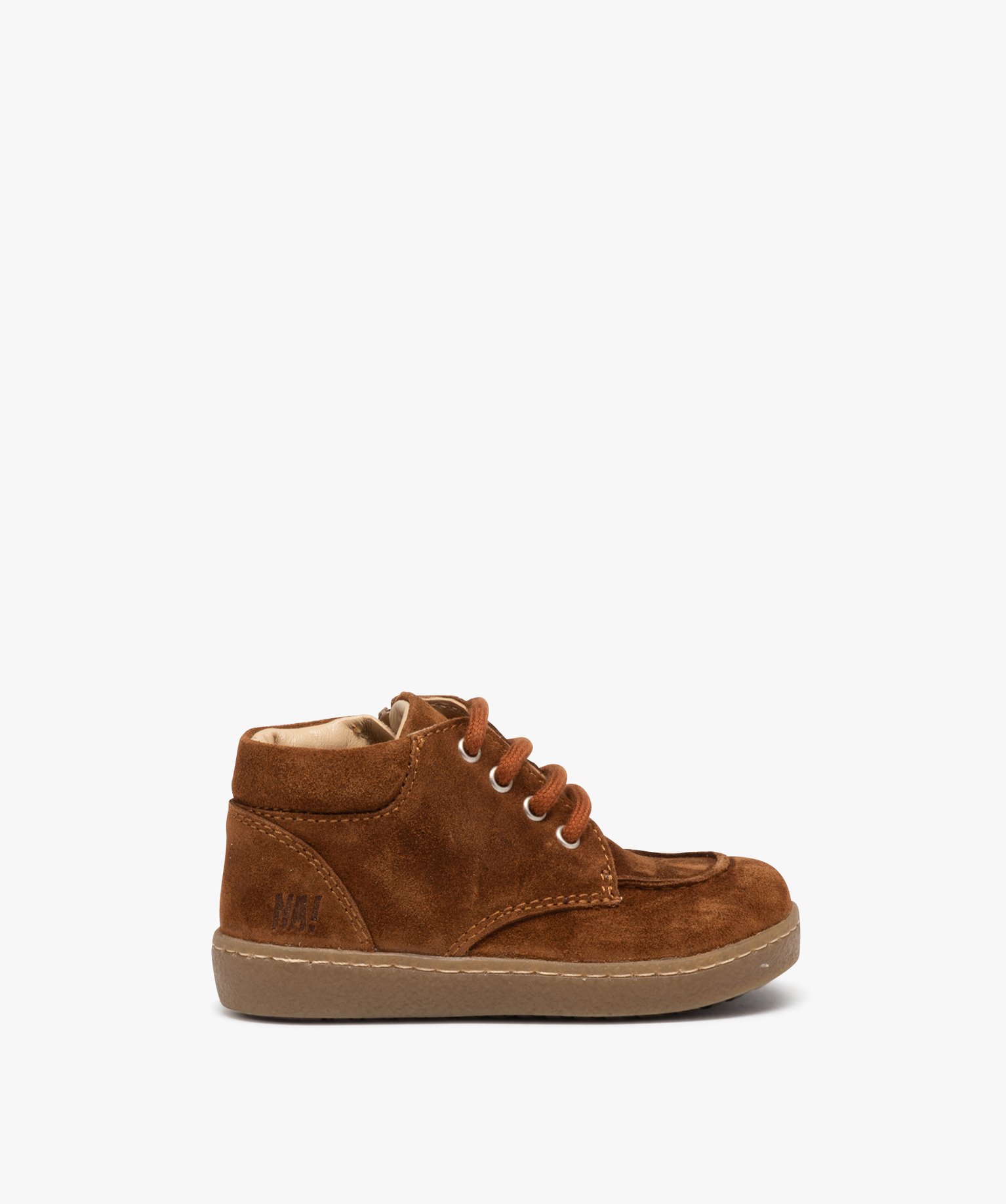 Chaussures en cuir velours à lacets bébé Garçon - NA! camel | GEMO