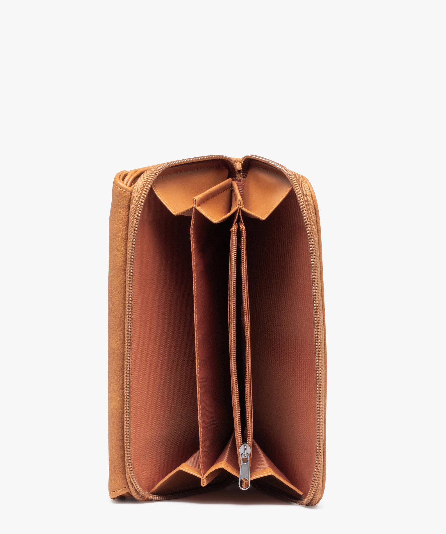 Portefeuille rigide 3 volets motif ikat cognac | GEMO