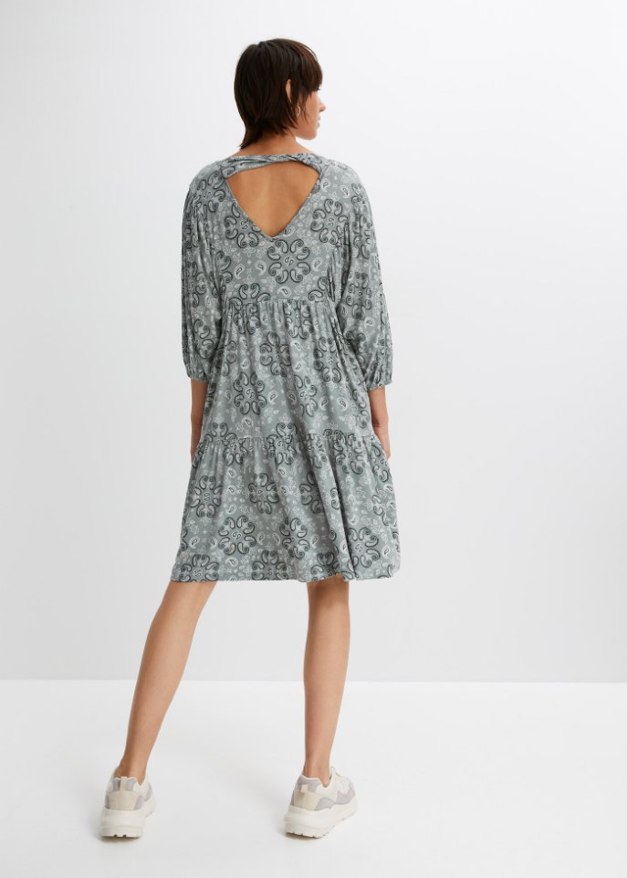 Kleid mit Cut-Out und Fledermausärmeln in nachhaltiger Viskose