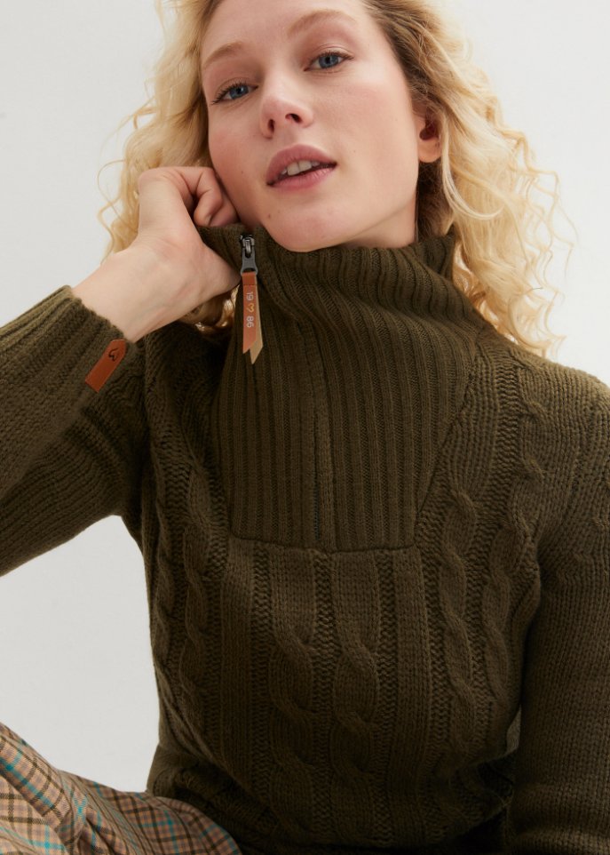 Troyer Pullover mit Zopfmuster