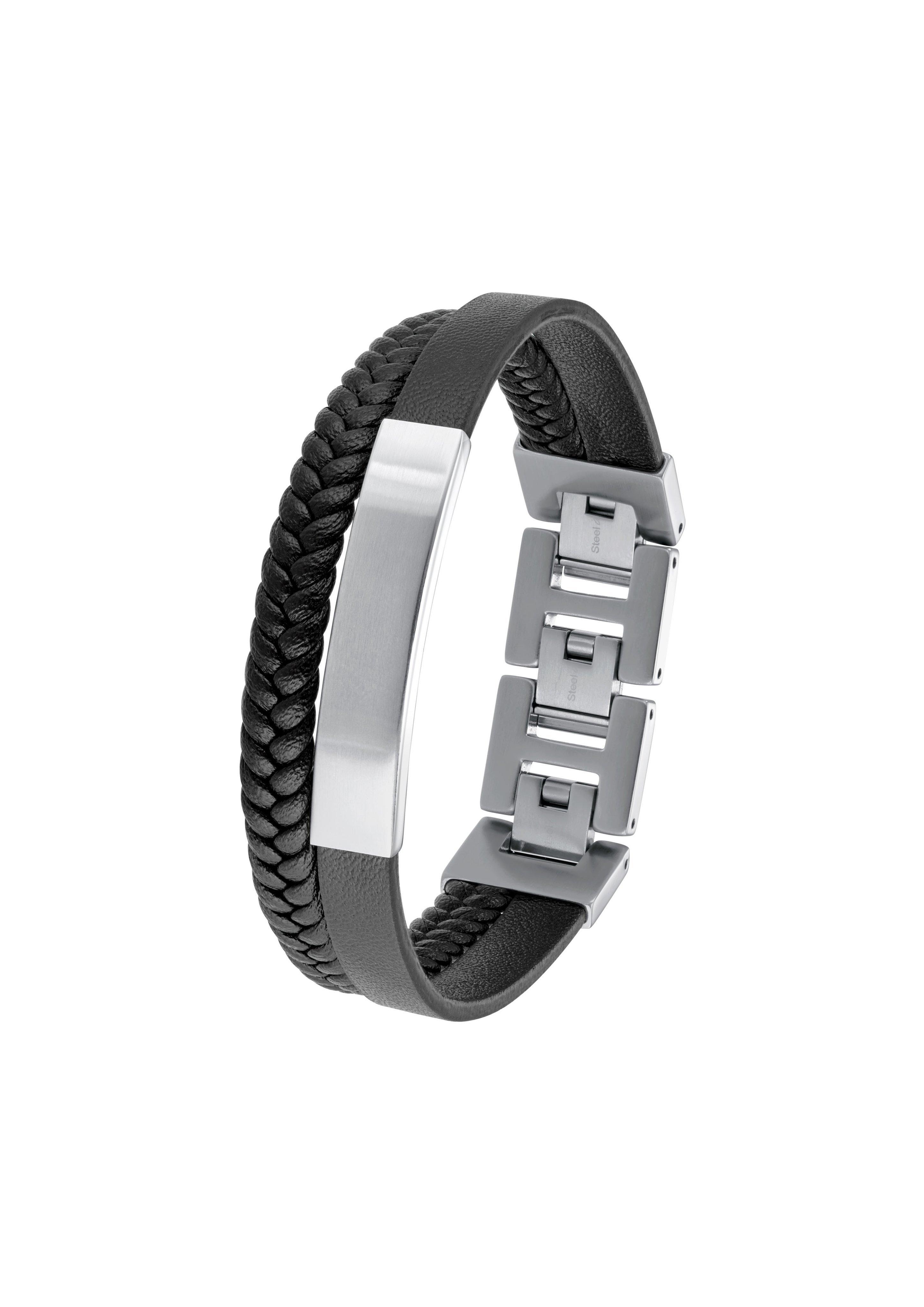 Lederarmband mit Edelstahl  6008950-99B0