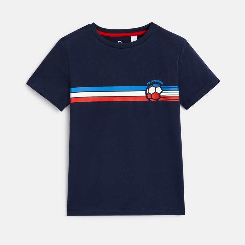 T-shirt manches courtes à message bleu garçon