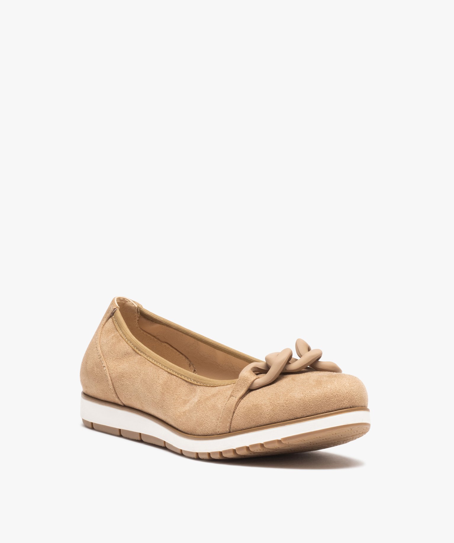 Ballerines femme avec chaine fantaisie et semelle bicolore beige | GEMO