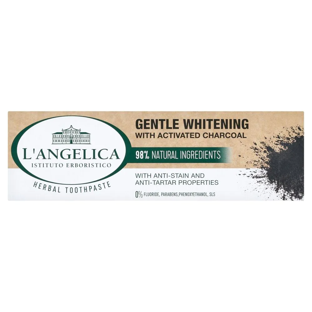 Švelnus balinamasis dantų pasta „L Angelica“ su medžio anglimi