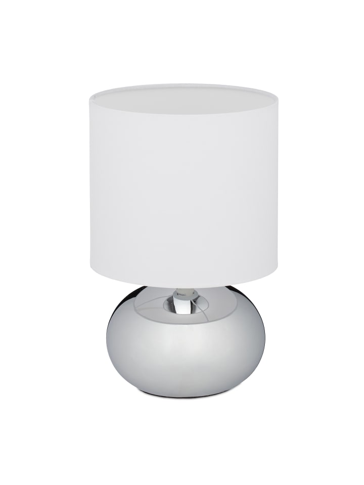 relaxdays Nachttischlampe in Silber - (H)28 x Ø 18 cm günstig kaufen onesize