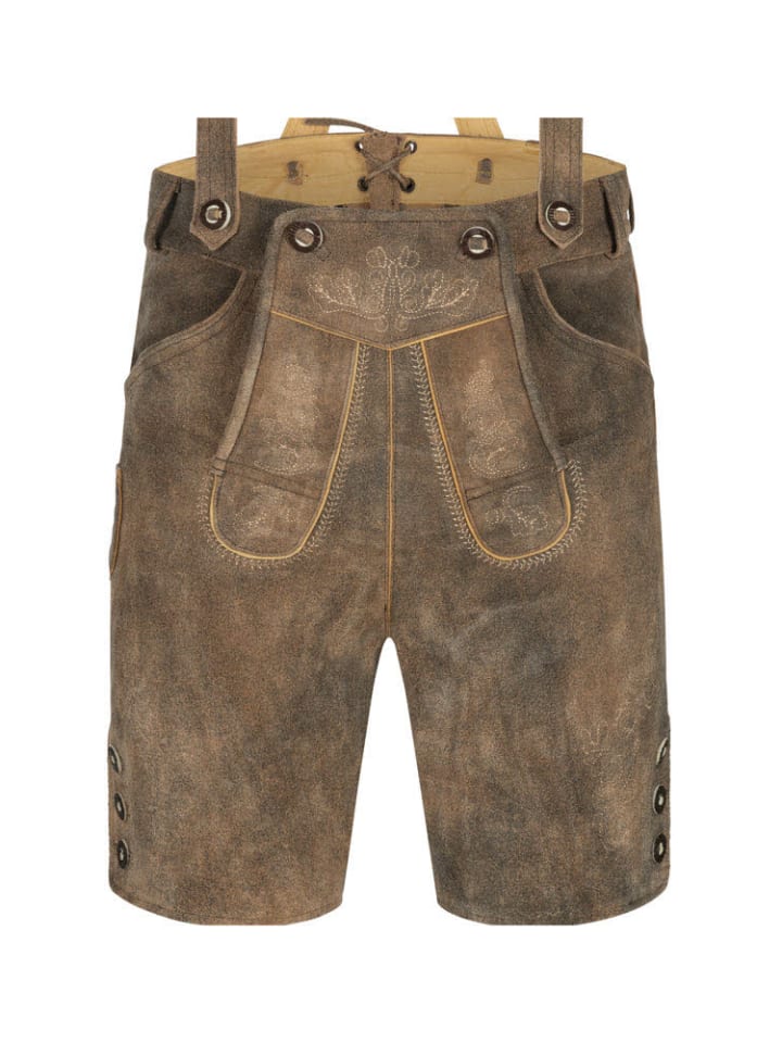 Nübler Lederhose kurz Bertl in Hellbraun-Antik günstig kaufen