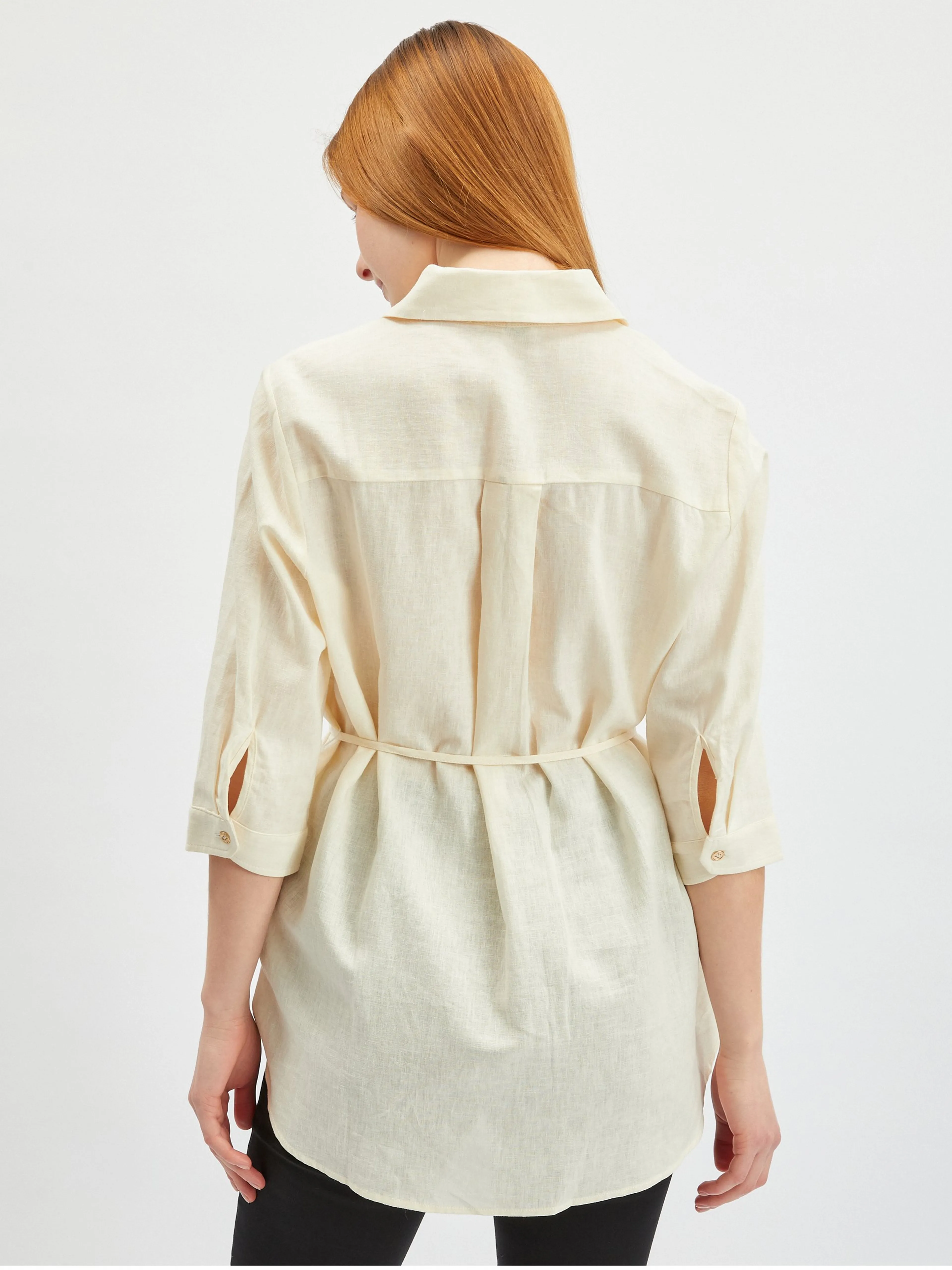 Cremefarbene Damen-Leinenbluse ORSAY
