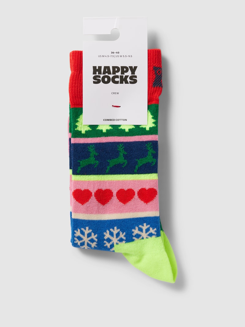 Socken mit Allover-Muster Modell 'Christmas' in hellrot