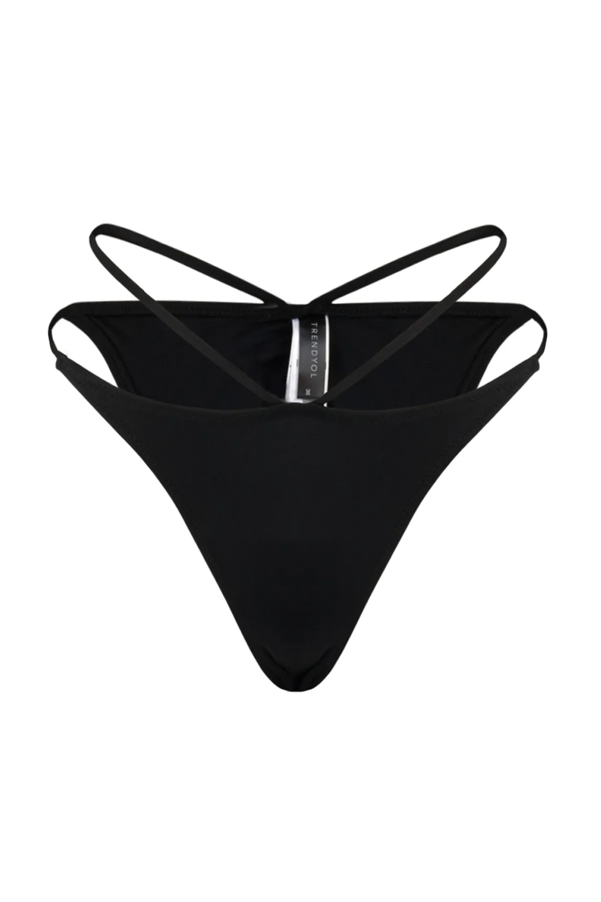 Trendyol Collection  Schwarze, paspelierte brasilianische Bikinihose mit hohem Beinausschnitt TBESS23BA00032