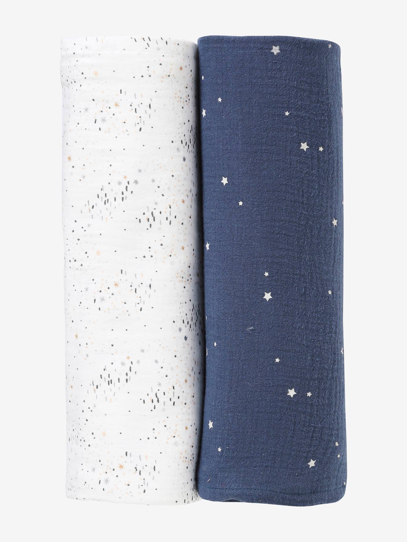 Lot de 2 langes d'emmaillotage rose/fleurs