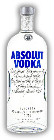 Absolut Blue Vodka 1,75 Liter Absolut Blue Vodka 1,75 Liter Ein großartiger Wodka. 1,75	 Liter - Vol 40%