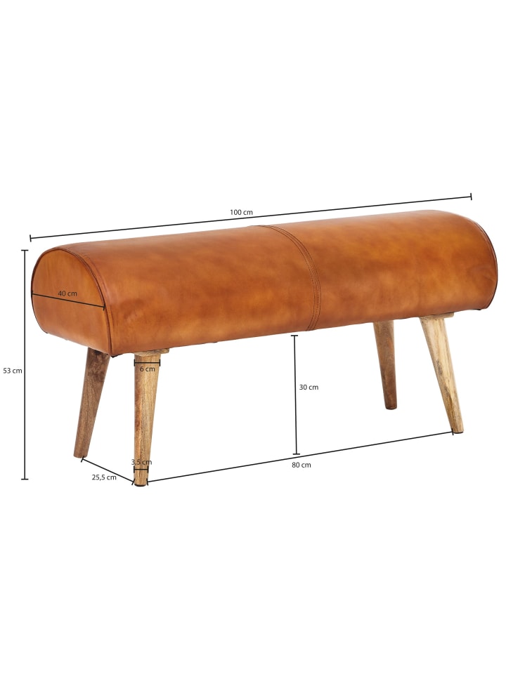 KADIMA DESIGN Sitzbank Echtleder / Massivholz Bank 100x53x40 cm, 2er Polsterbank günstig kaufen onesize