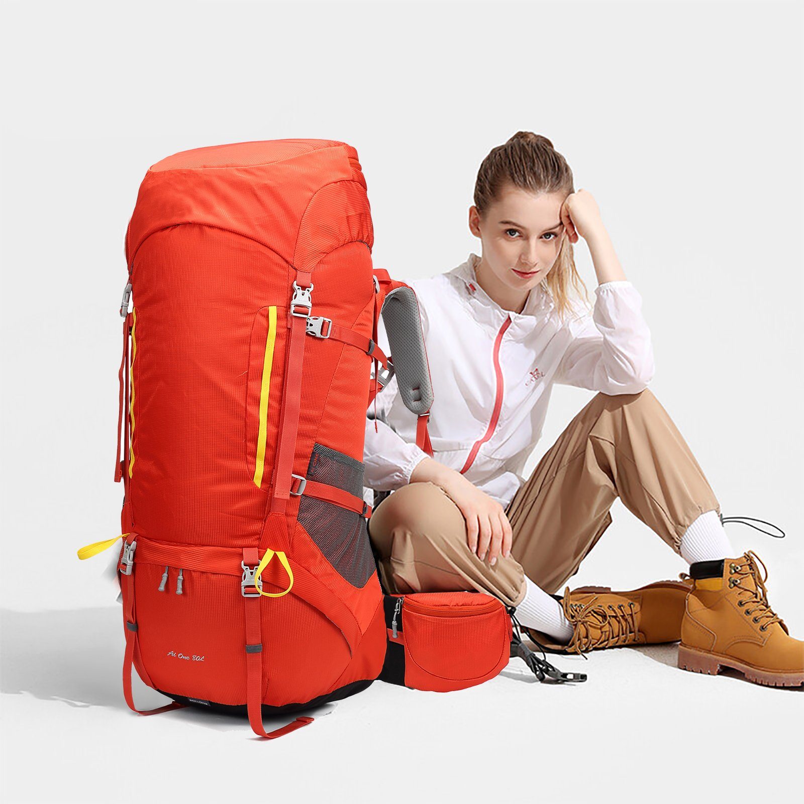 TAN.TOMI Wanderrucksack 80L Trekkingrucksack Campingrucksack Wanderrucksack Großer, Reiserucksack Mit Regenabdeckung für Wandern, Radfahren, Klettern