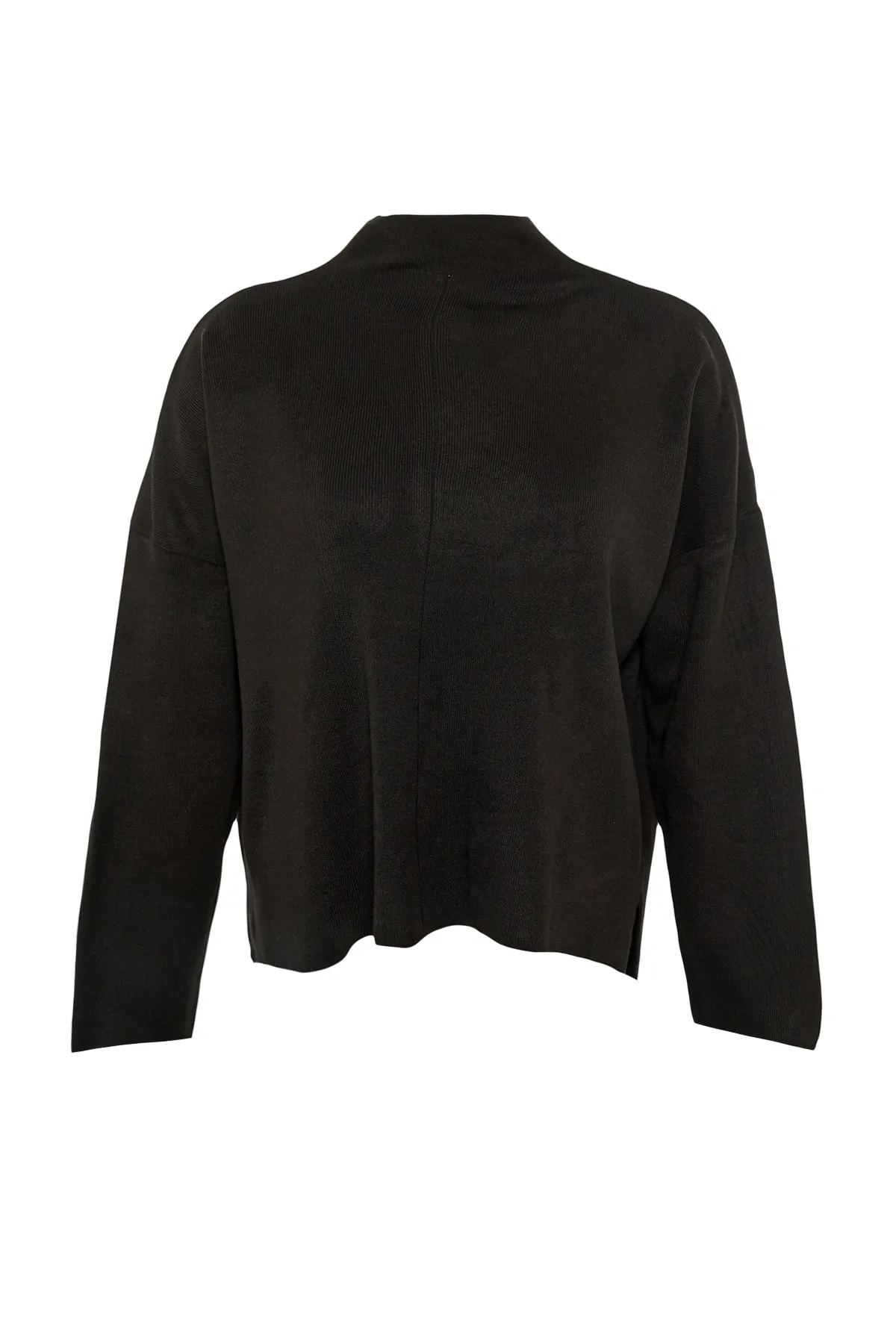 Trendyol Curve  Schwarzer Strickpullover mit Seitenschlitz TBBAW23AN00057