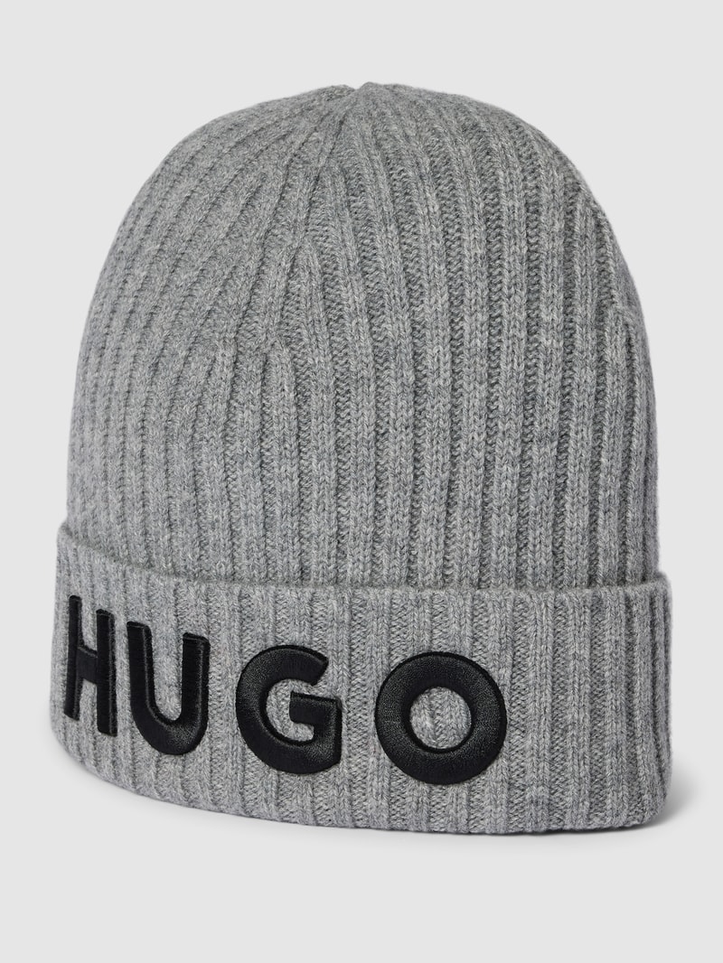Beanie mit Label-Stitching in hellgrau