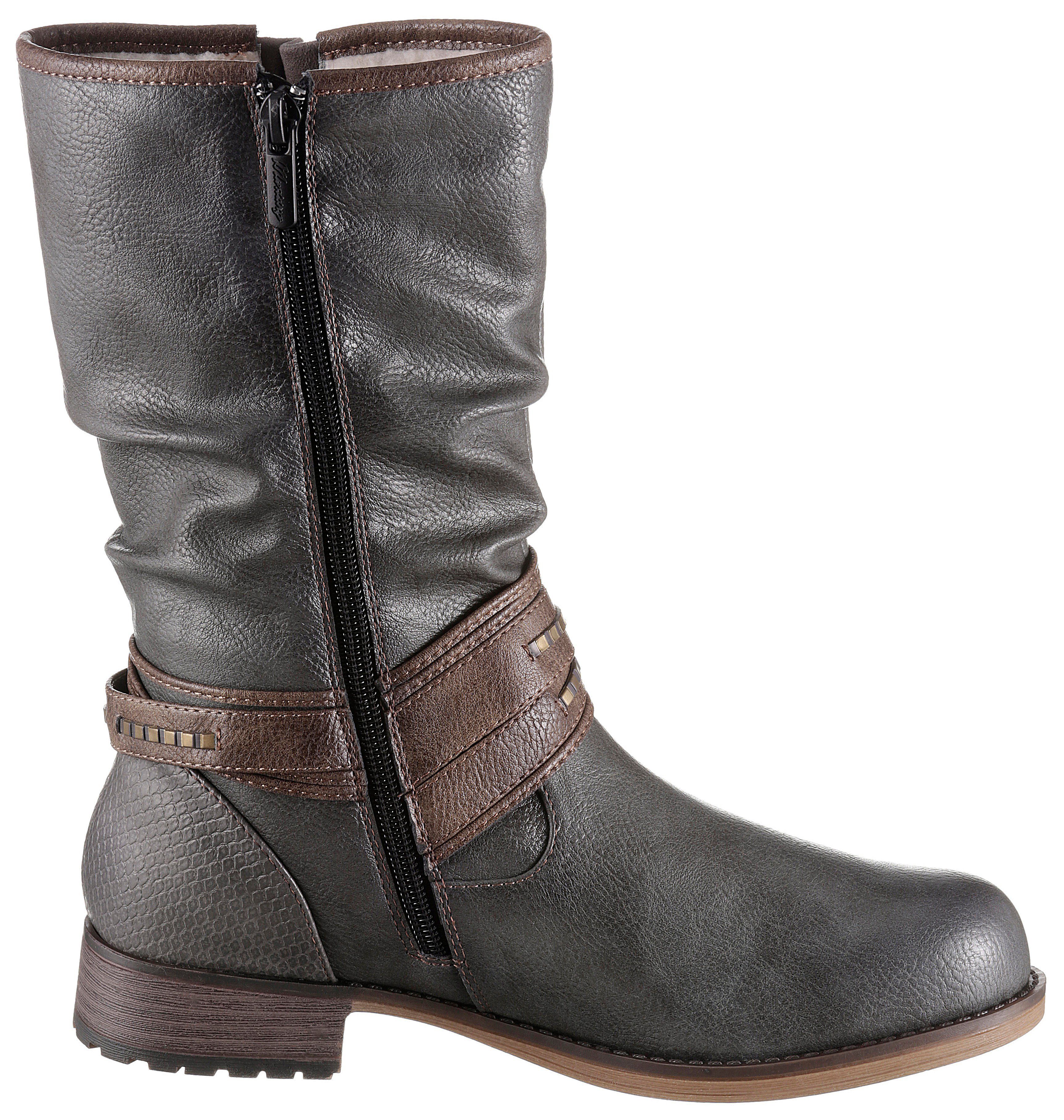 Mustang Shoes Winterstiefel mit Zierschnallen am slouchy Schaft
