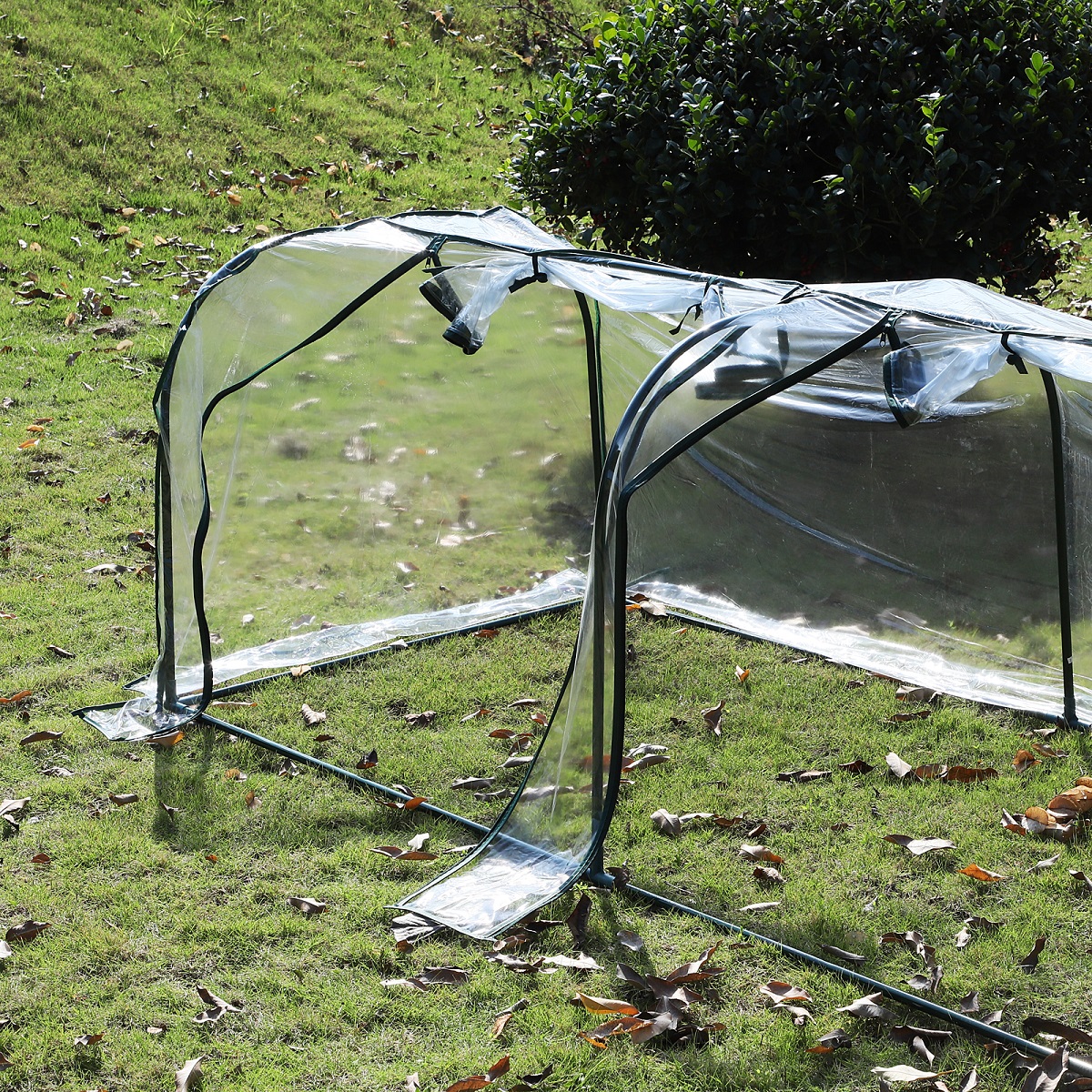Outsunny Foliengewächshaus Treibhaus Tür Pflanzenaufzucht Stahl PVC