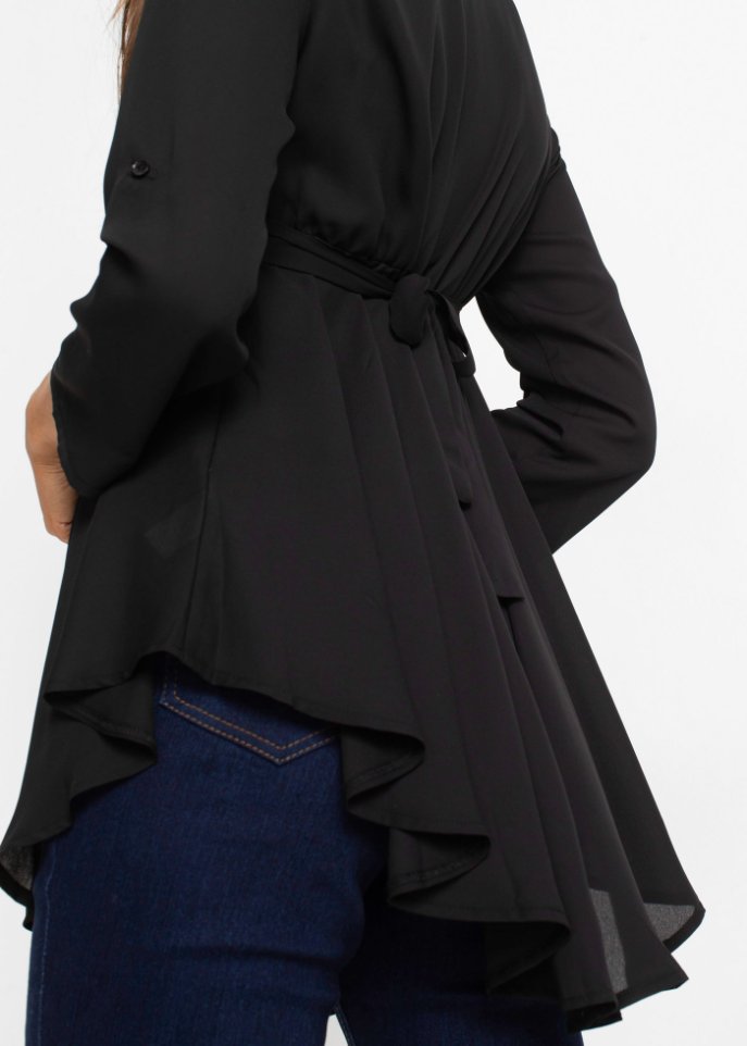 Longbluse mit Gürtel mit recyceltem Polyester