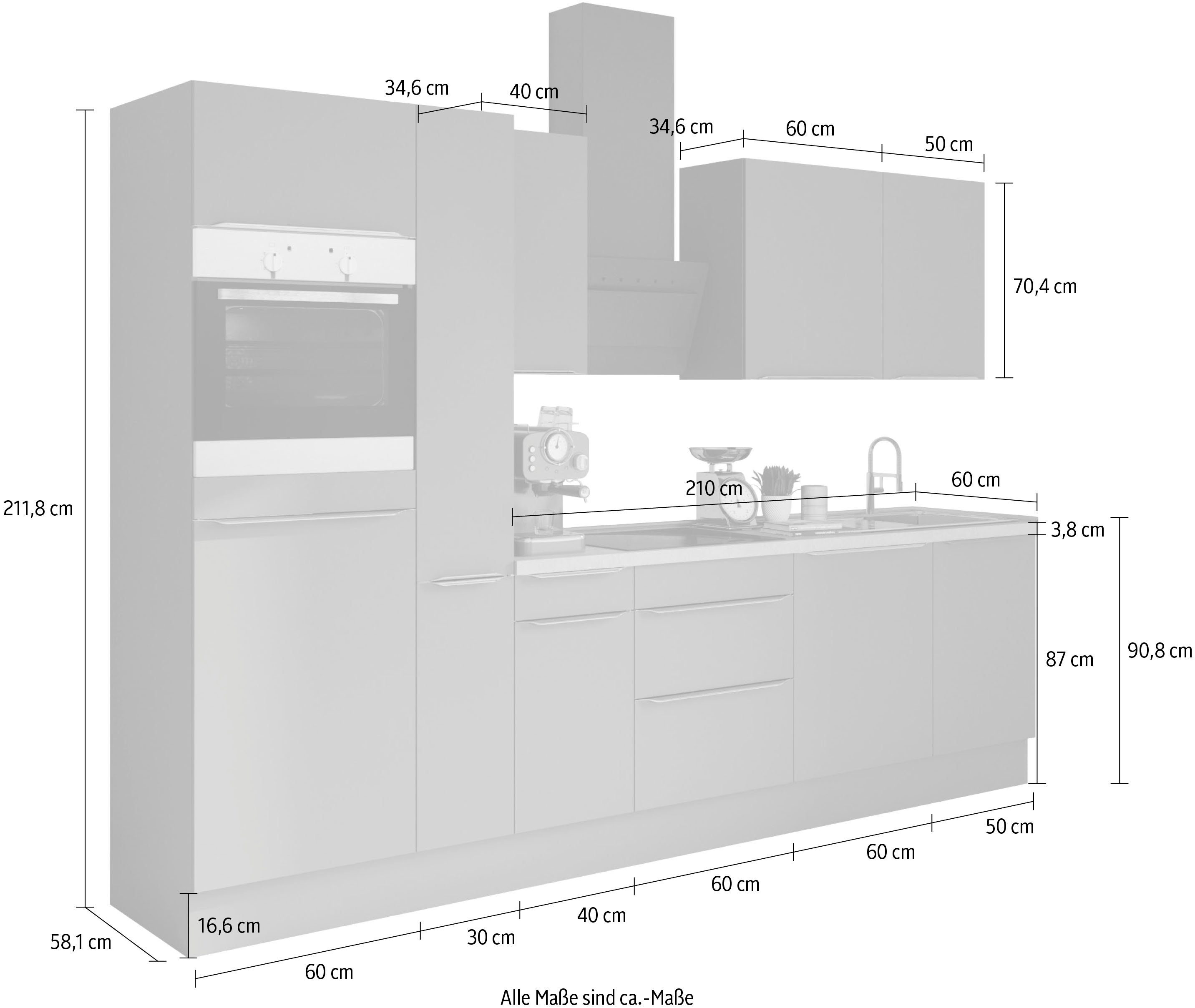 OPTIFIT Küchenzeile Aken, ohne E-Geräte, Breite 300 cm