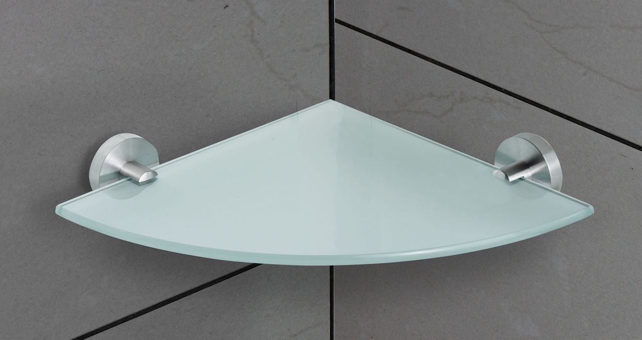 Weles AMARE Luxus Eck-Regal Glasablage Edelstahl, 27,5 x 27,5 x 5,5 cm