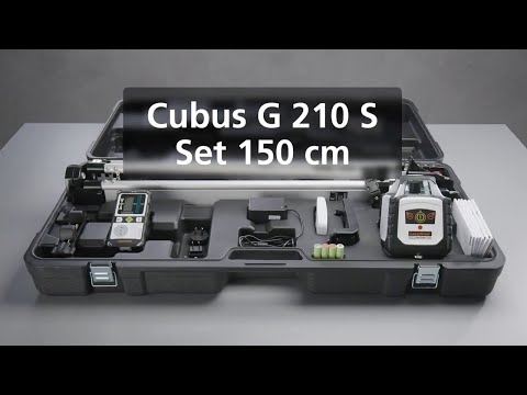 Ласерлајнер 052.305A Cubus G 210 S сет Зелени ротациони ласер, сталак за светло 150 цм, телескопска нивелирска летва 4 м и ласерски пријемник