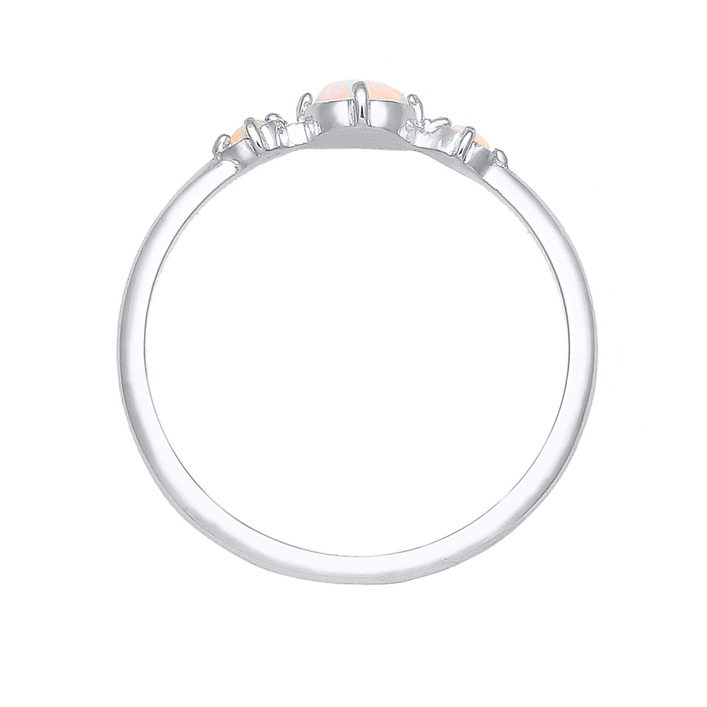 Elli Elli Bague Femmes Bande Géo Vintage Tendance avec Opale Synthétique en Argent Ste Bague