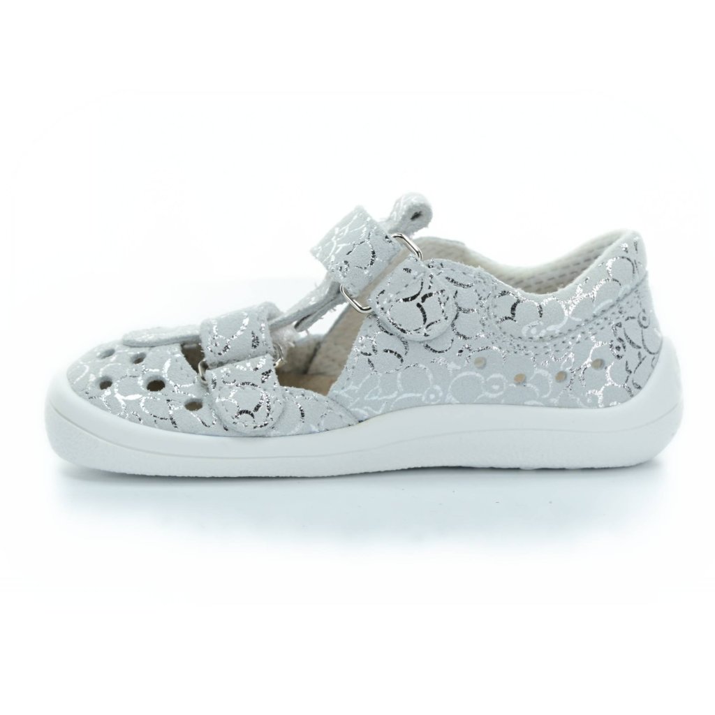 Beda Silver Shine Barfußsandalen Klett (BF0001/SD/W/TS)