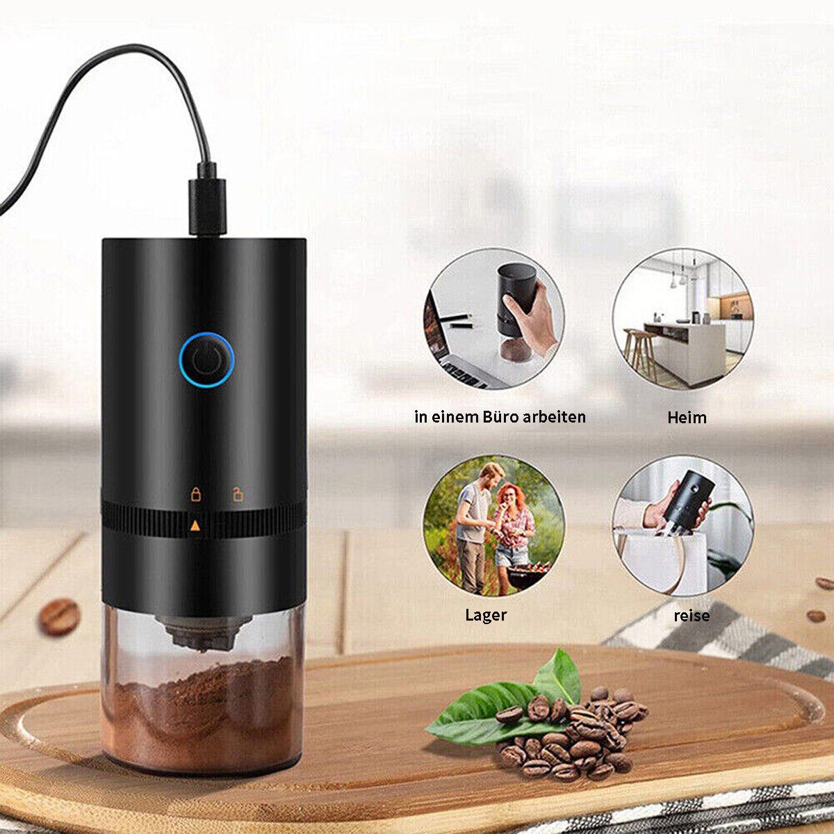 Yoyaxi Kaffeemühle Kabellose Kaffeemühle, elektrische USB-wiederaufladbare, Kaffeebohnenmühle