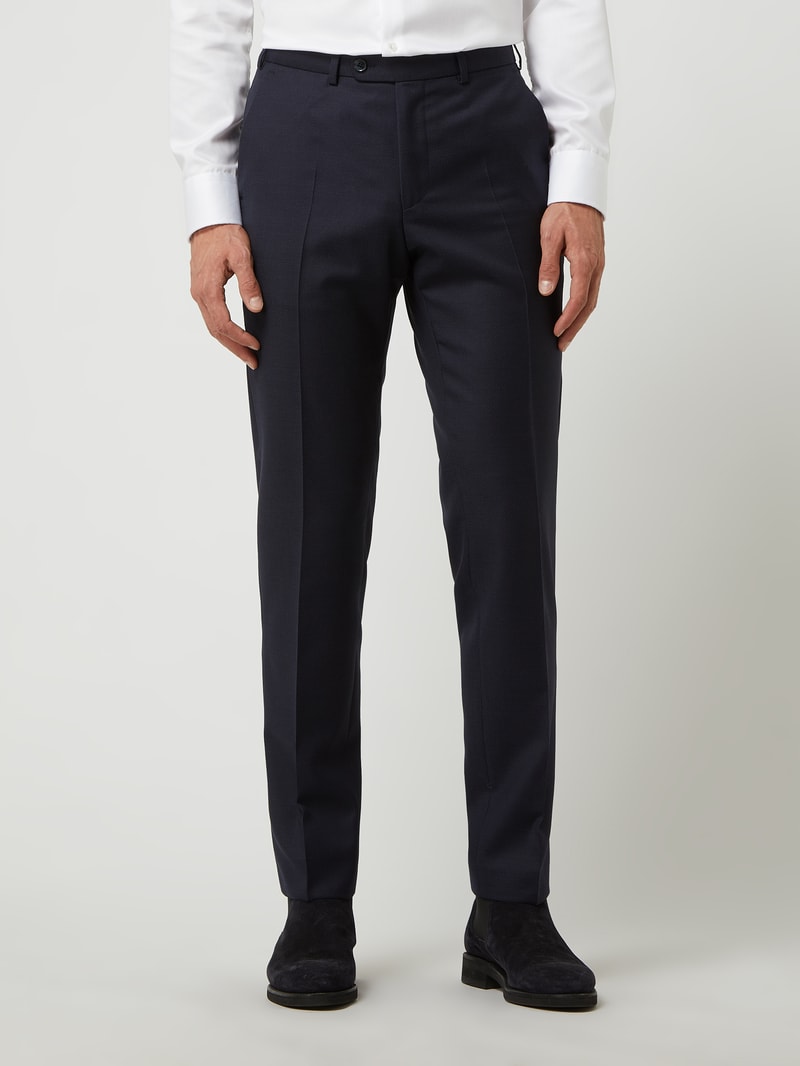 Modern Fit Anzughose aus Schurwolle Modell 'Per' in marineblau