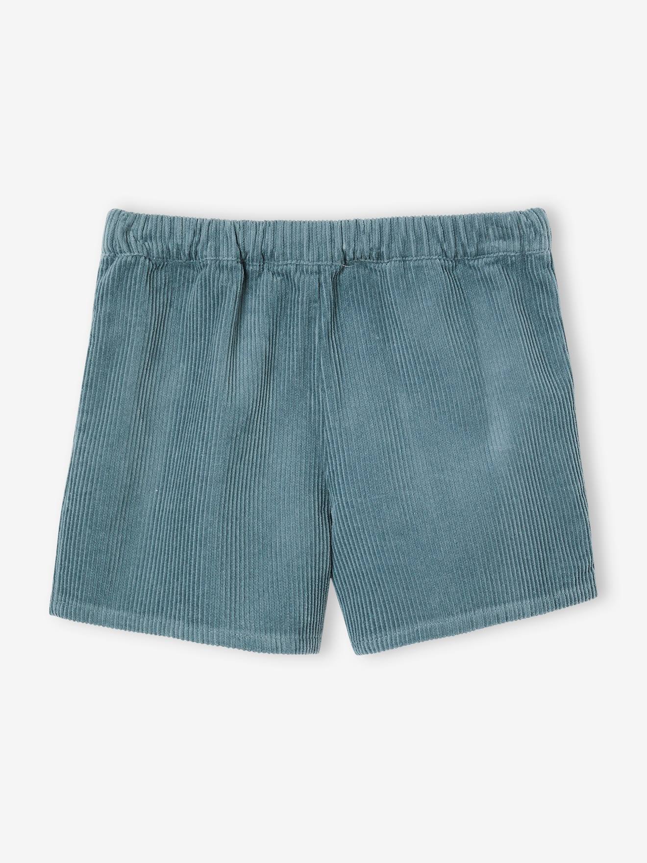 Jupe-short en velours côtelé fille effet portefeuille marron