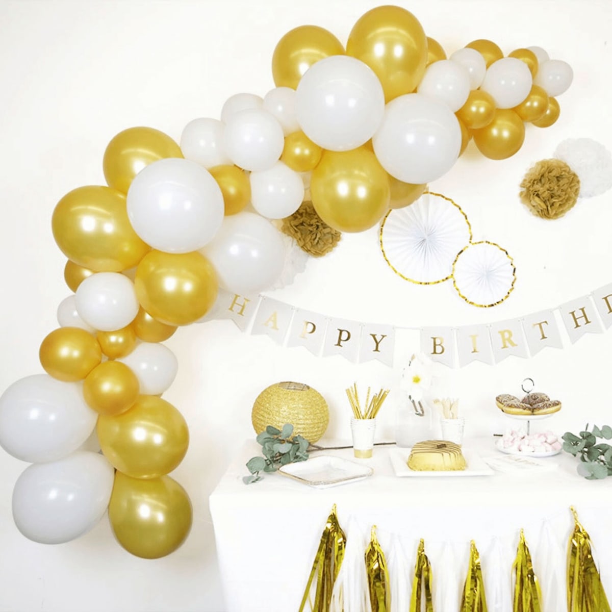 Ballongirlande DIY, weiß/gold, 1 St