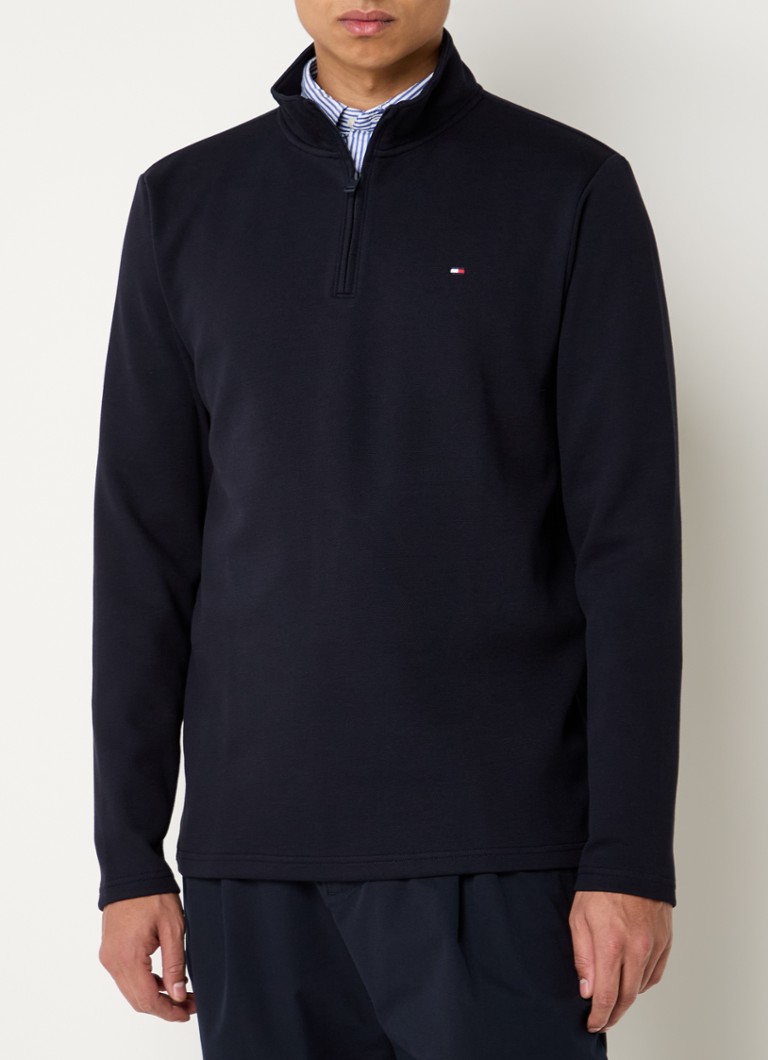 Tommy Hilfiger fino pleteni džemper s poluzatvaračem i logotipom