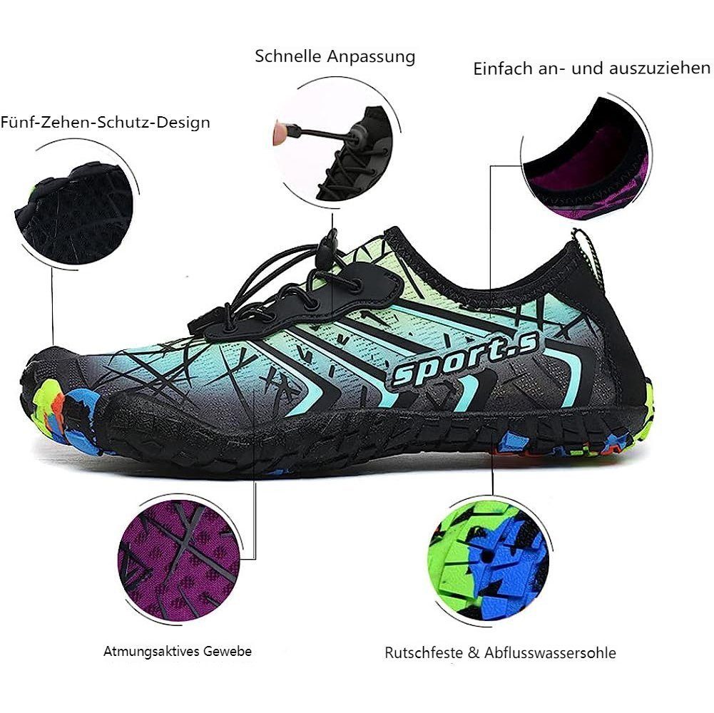 YYV Badeschuhe Damen Herren Strandschuhe Schnell Trocknend Wasserschuhe Wasserschuh (Fitnessstudio Traillauf Wandern Gr.35-46) Drainagelöcher Strand SchwimmschuheUnisex Barfußschuhe für Kajakfahren