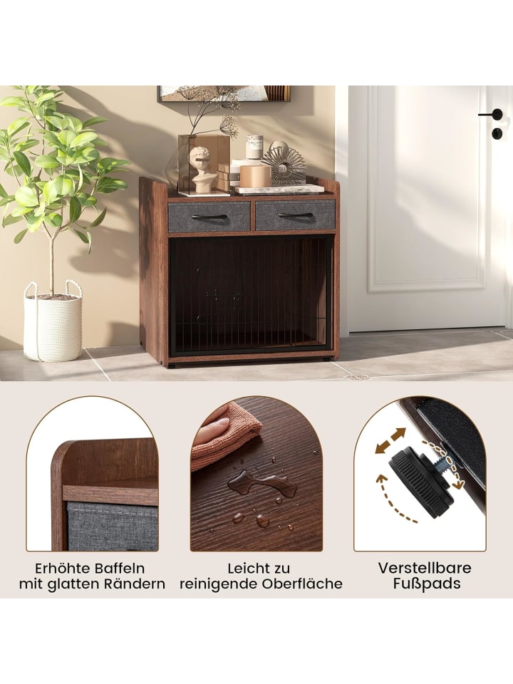 COSTWAY Hundekäfig Beistelltisch 2 in 1 in Braun günstig kaufen onesize