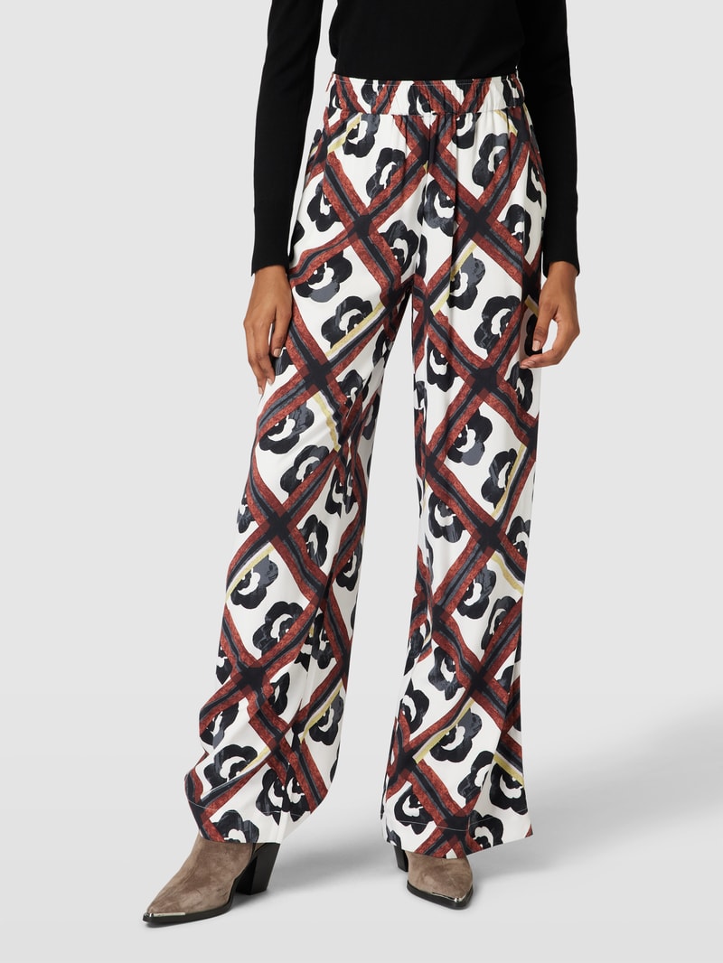 Stoffhose aus Viskose mit Allover-Muster in weiß