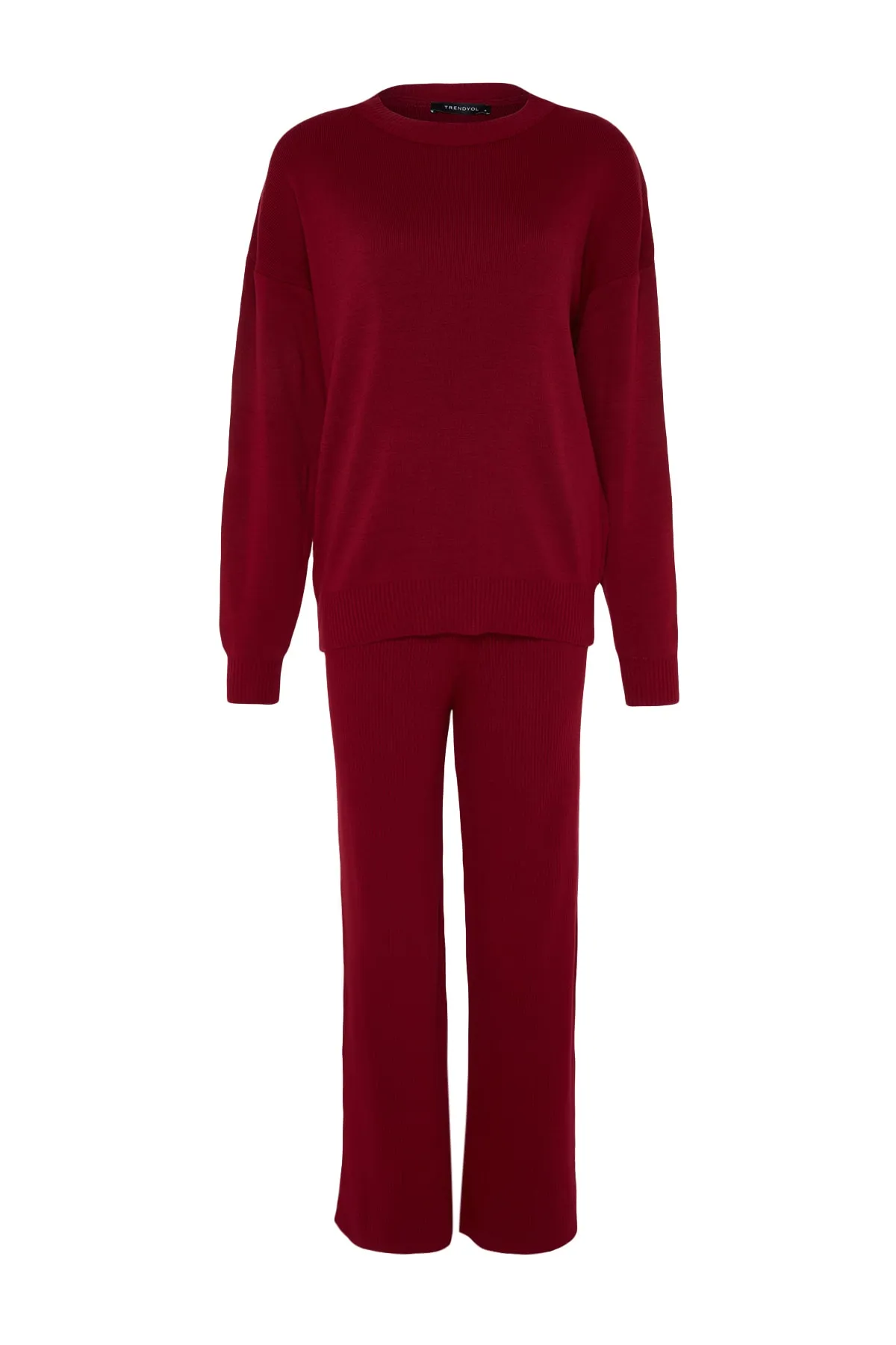 Trendyol Collection  Weinrotes Strickoberteil-Set mit Schlitzdetail THMAW22AU0502