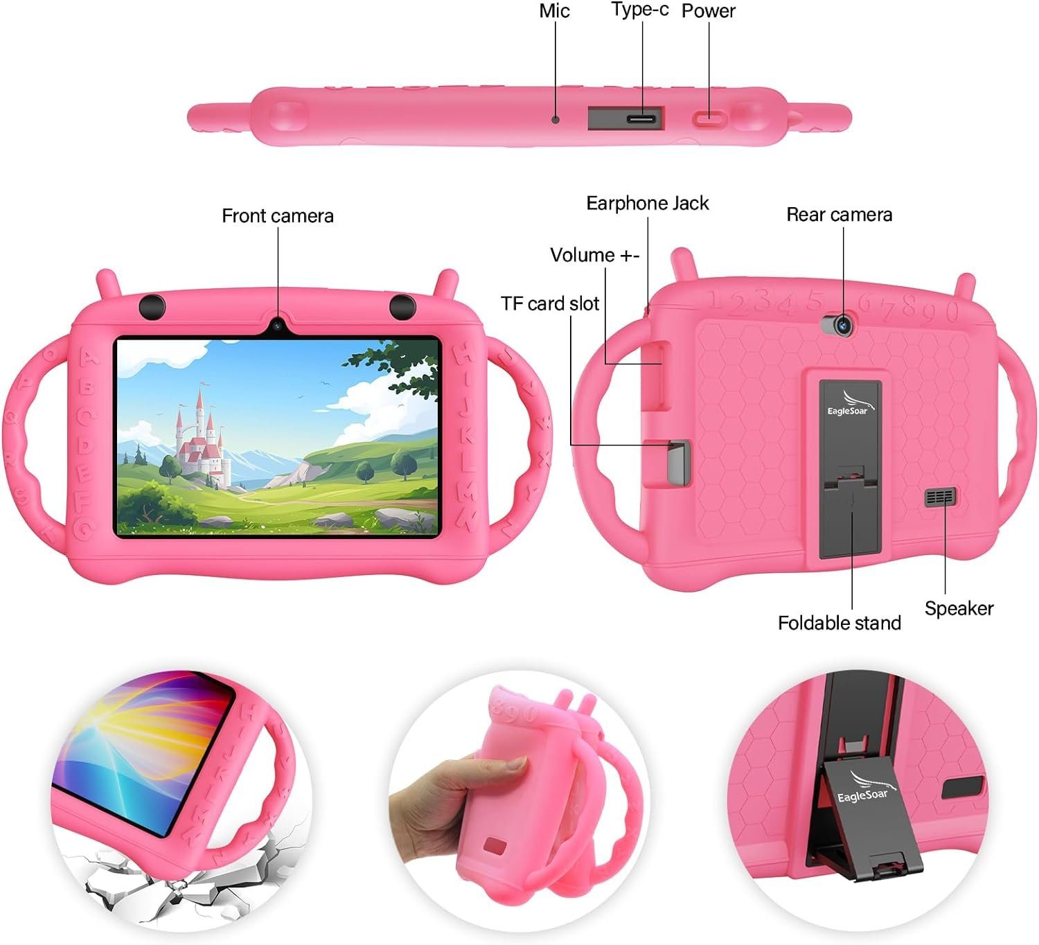 EagleSoar Kinder Tablet Kleinkind mit Kindersicherung Kinder APP Tablet (7