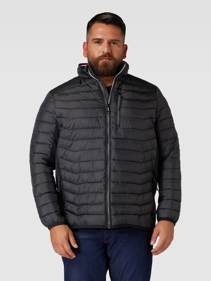 PLUS SIZE Steppjacke mit Stehkragen Modell 'Hybrid' in schwarz