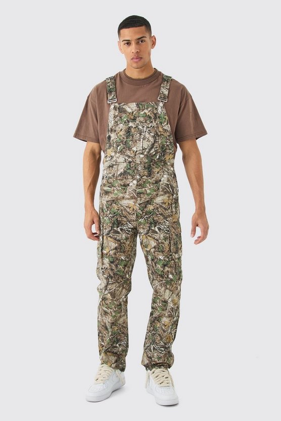 Lockere Camouflage Latzhose mit Cargo-Taschen