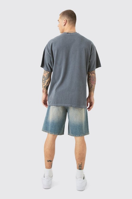 Zerrissenes Oversize T-Shirt mit Official Homme Print