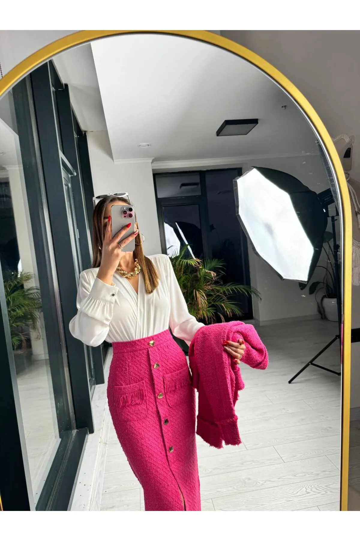 Laluvia  Fuchsia Design Tuvid-Anzug mit Quasten und Schlitz