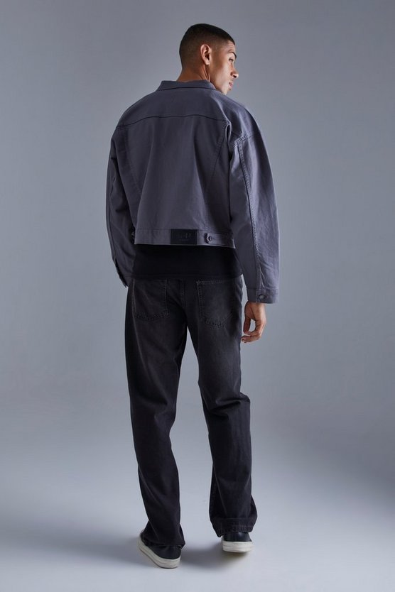 Kastige beschichtete Jeansjacke
