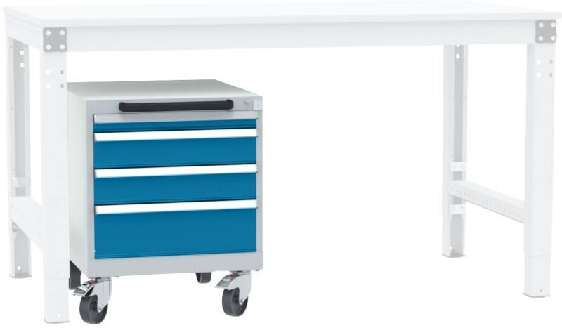 Manuflex Mobil Schubfachschrank BASETEC Hellgrau, Brillantblau 500 x 580 x 620 mm
