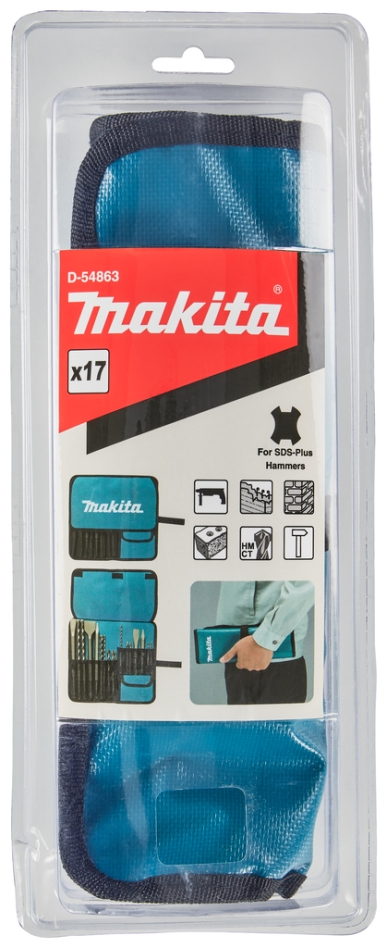 Makita-lisävarusteet D-54863 SDS-Plus -pora-/talttasarja kotelossa, 17-osainen