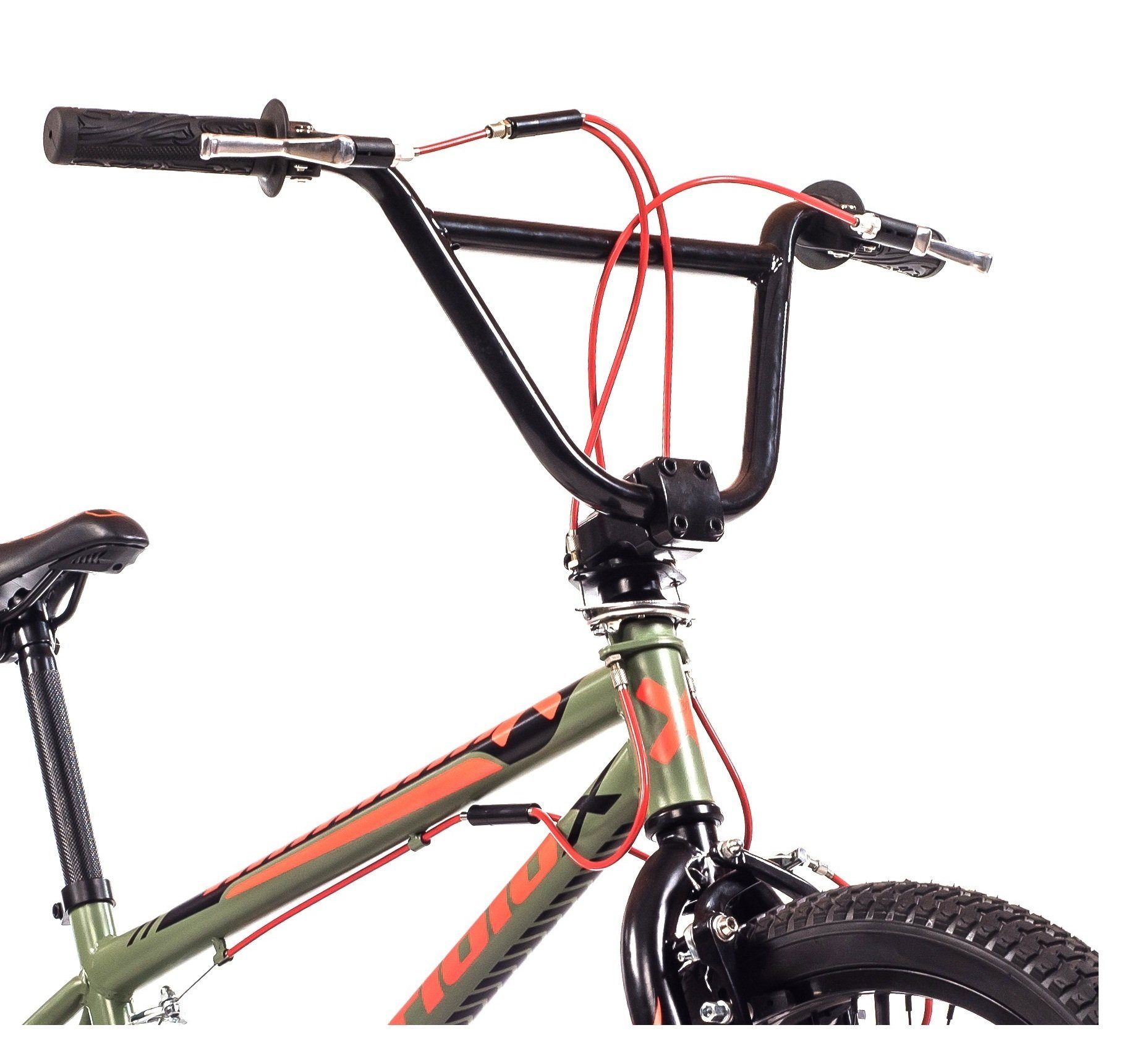 breluxx BMX-Rad 20 Zoll BMX TOTEM olive, 360° Rotor-System, Freestyle - inkl. 4 Pegs, 1 Gang, ohne Schaltung