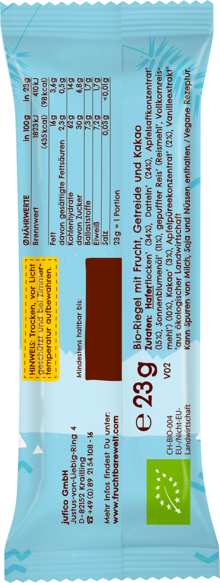 Kindersnack Pausenfreund Knusper-Duo, Hafer, Kakao, Apfel, ab 3 Jahren (3x23 g), 69 g