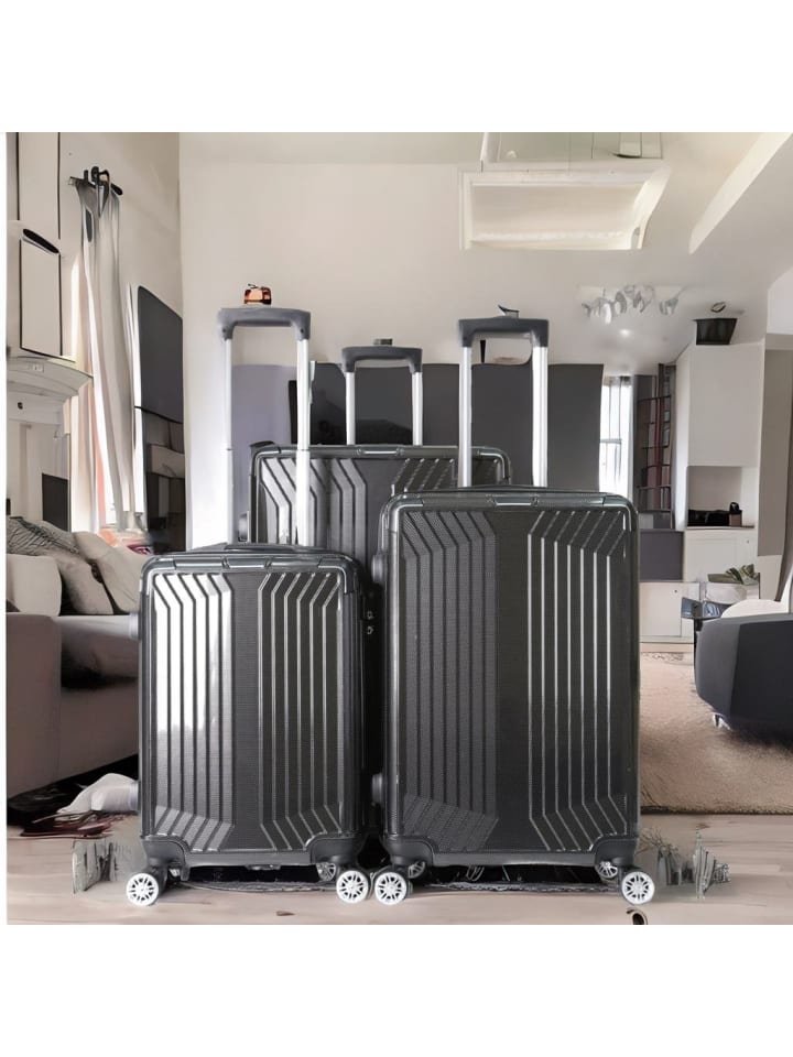 Cheffinger Koffer 3 tlg Trolley Set Kofferset Gepäck Polycarbonat in Schwarz günstig kaufen onesize